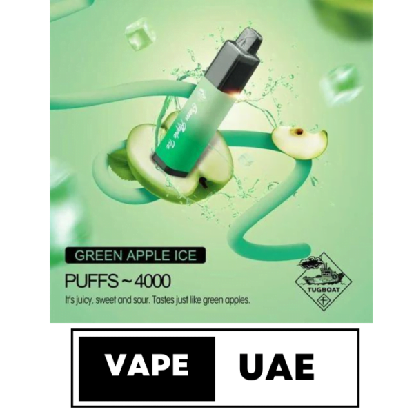 TUGBOAT MEGAFLOW 4000 PUFFS DISPOSABLE IN UAE green apple ice